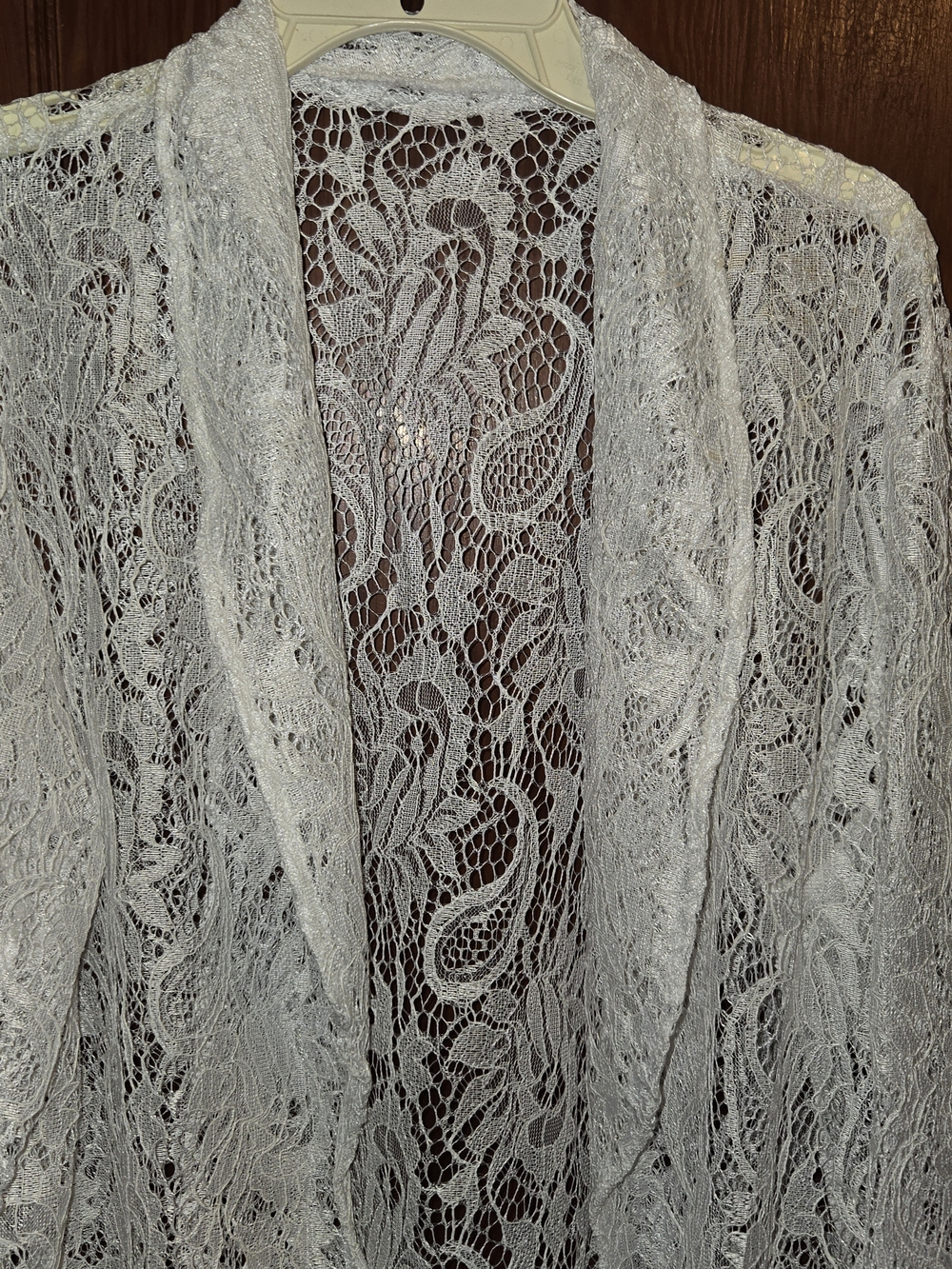 Women's White Lace Open-Front Blazer